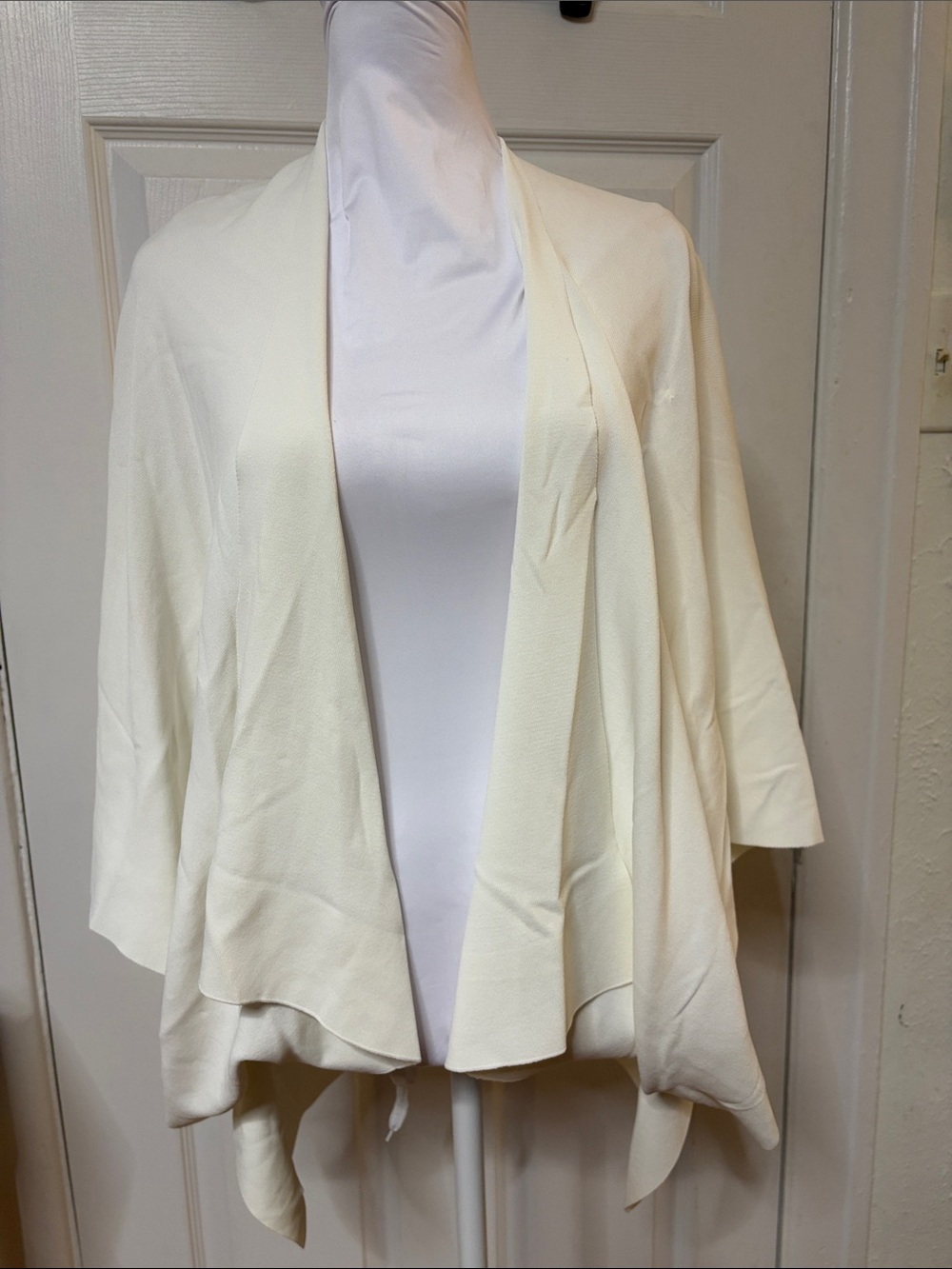 Alfani Cream Open-Front Draped Knit Shrug